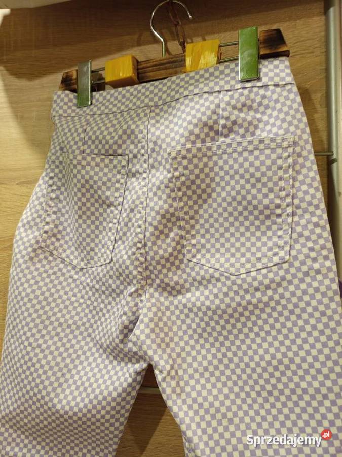 Spodnie damskie rurkiskinny w fioletowobiałą Spodnie Biłgoraj