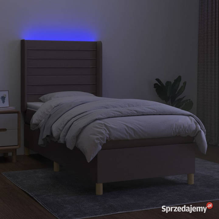 Łóżko kontynentalne z materacem taupe tkanina 203cm sprzedam
