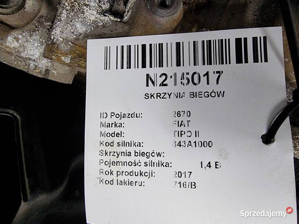 SKRZYNIA BIEGÓW FIAT TIPO II 55271679 kujawsko-pomorskie Lipno