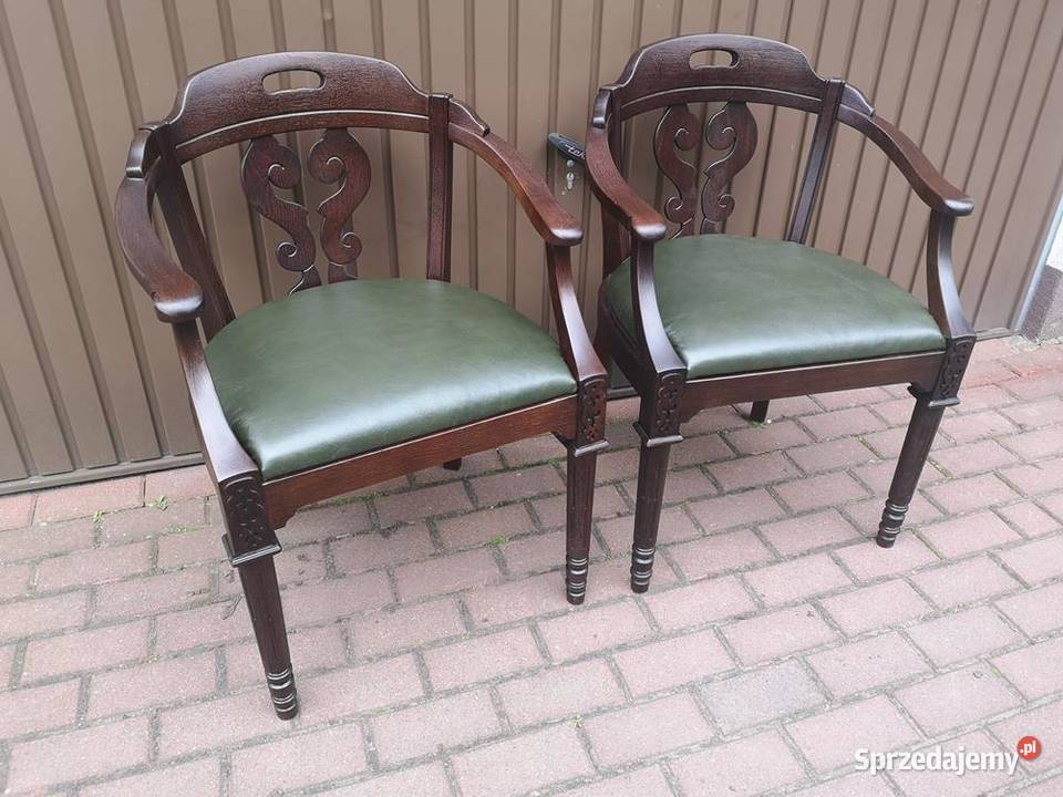Stary Fotel Krzesło Dębowe Gabinetowe Komplet Swarzędz sprzedam