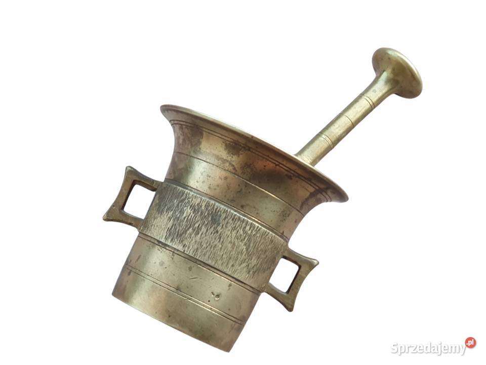 Stary mosiężny moździerz kuchenny sygnowany lata Cieszyn