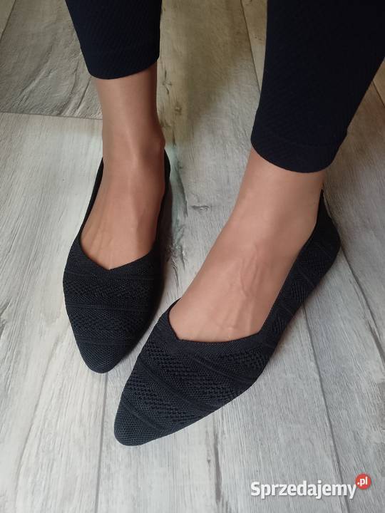 42 Czarne dzianinowe baleriny wieczorowe NOWE Kraków