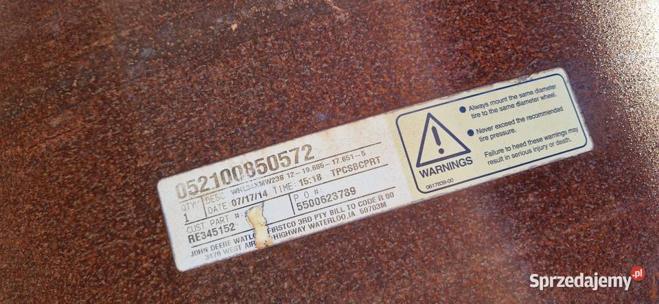 Felga John Deere WHL 34 x 23 B 710 750 R 34 Szprotawa