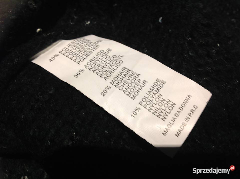 Czarny Sweter Damski rizm ML Moher Wiązany Swetry i golfy Nowa Sól sprzedam