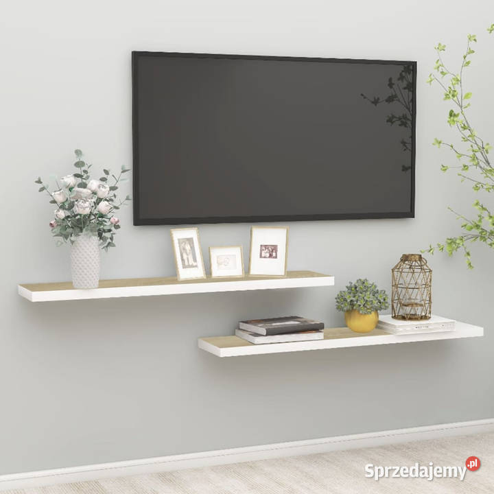 Półki ścienne 2 dębowobiałe 120 x 235 x 38 MDF Warszawa sprzedam