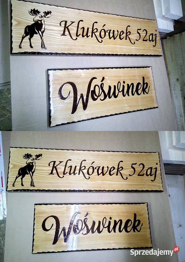 Szyld 50x100 z drewna grawerowanie wypalanie w Andrychów
