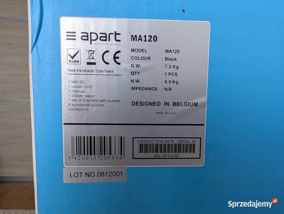 Wzmacniacz miksujący Apart MA120 100V4 Ohm 120W Częstochowa sprzedam