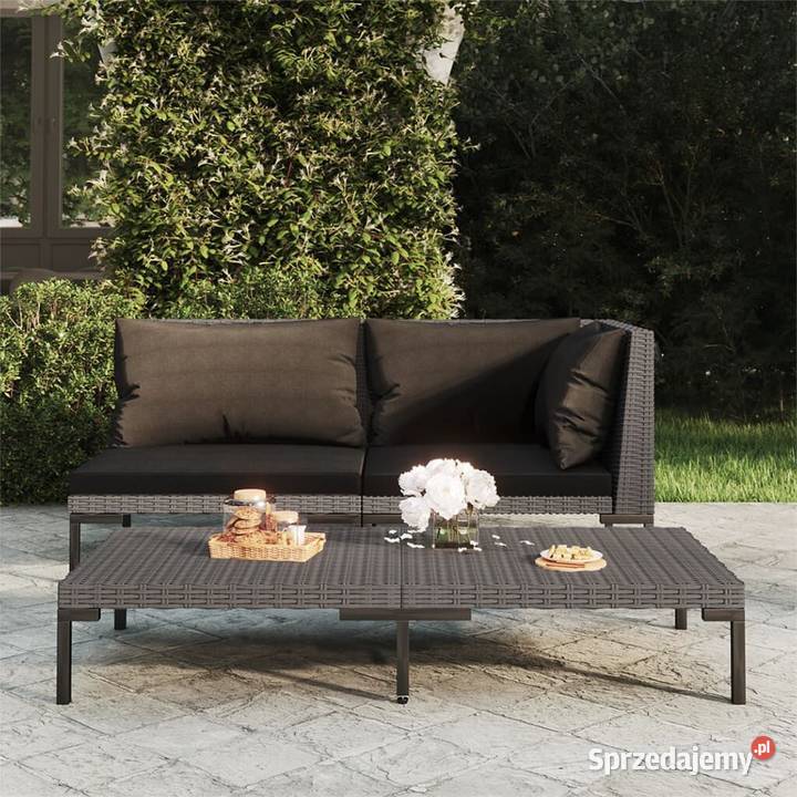Sofa ogrodowa z poduszkami zaokrąglony rattan Warszawa