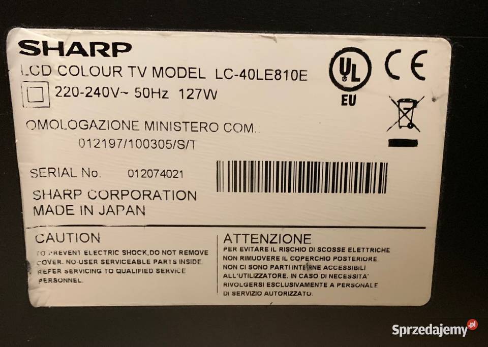 TV Sharp LC40LE810E Sprzedam Konstancin-Jeziorna sprzedam