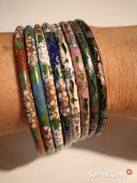 Bransoletki cloisonne chińskie motywy kwiatowe 8 Bransoletki Łódź sprzedam