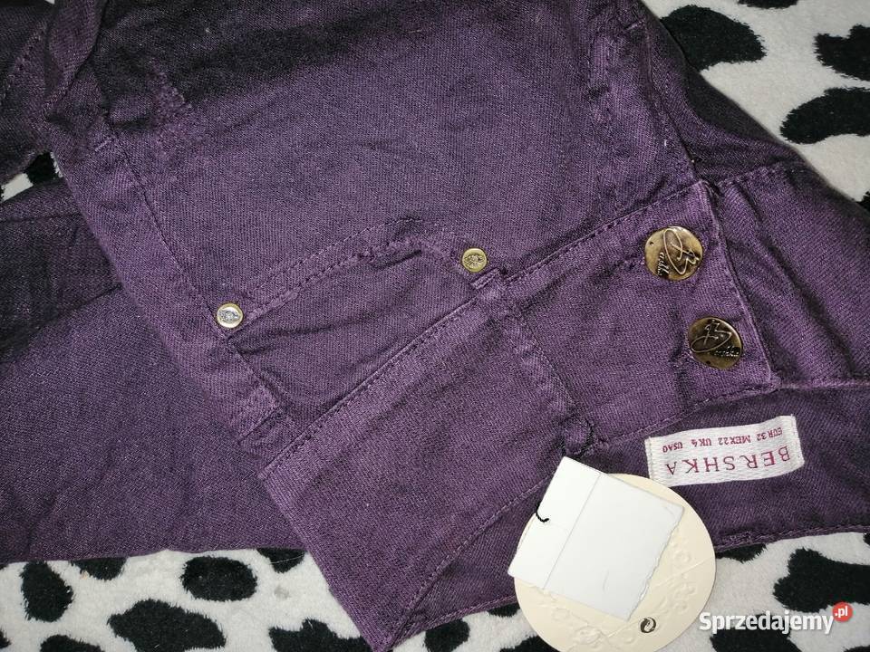 BERSHKA spodnie jeansowe dżinsy zwężane rurki fioletowy Spodnie Leszno