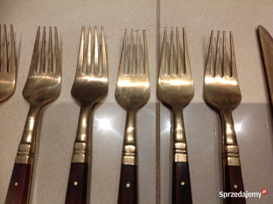 Stare Sztućce z Brązu Zestaw 31 Drewno Wiśniowe Nowa Sól