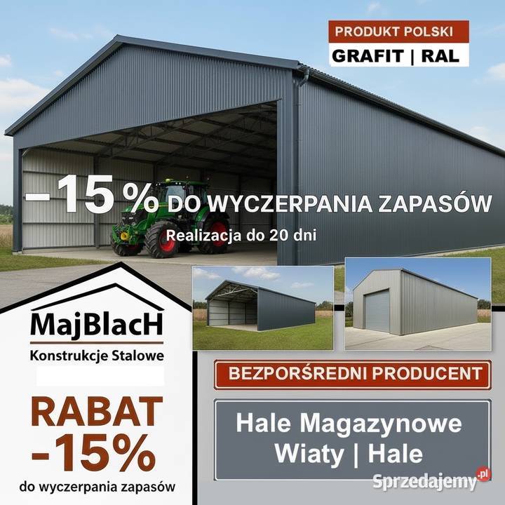 A40 15 Wiata Hala Garaż Blaszany Grafit Montaż Lesko