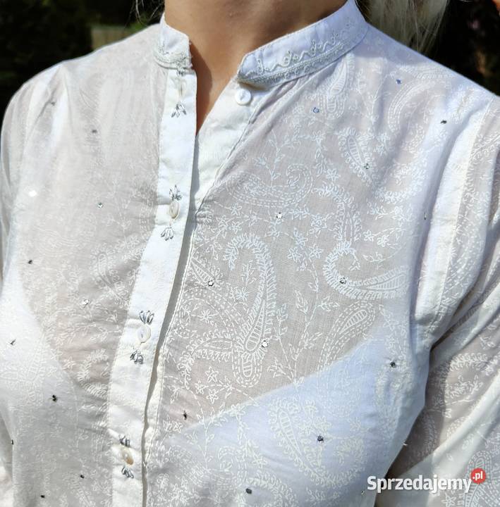 Delikatna cienka tunika S 38 biała bawełna boho Szczecin sprzedam