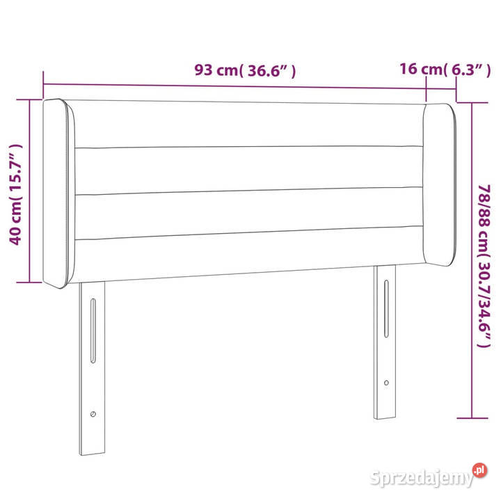 Zagłówek do łóżka z LED czarny 93x16x7888 Warszawa