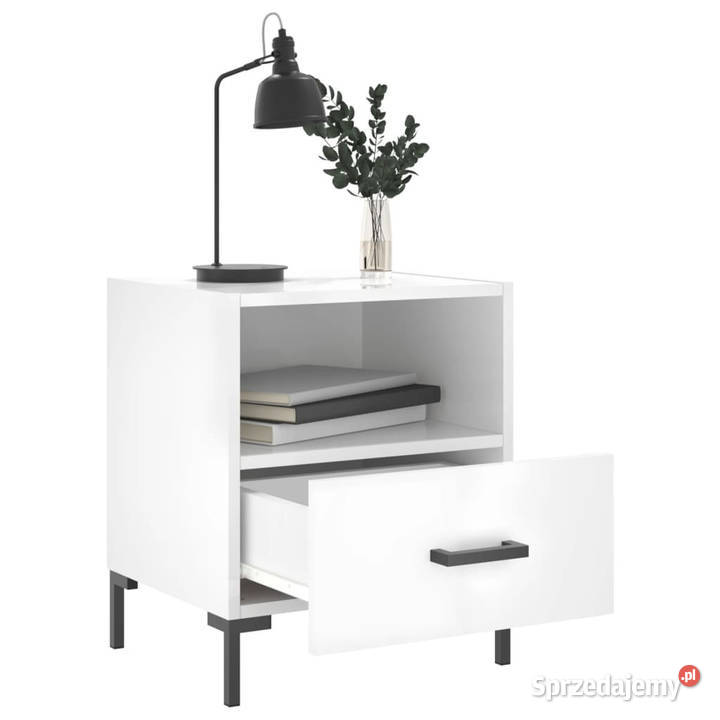 Szafki nocne 2 białe wysoki połysk 40x35x475 Warszawa