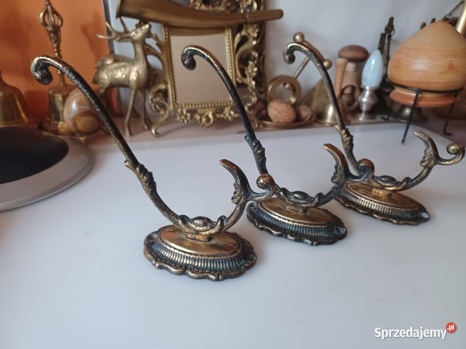 Trzy piękne duże mosiężne wieszaki Pozostałe Poznań sprzedam