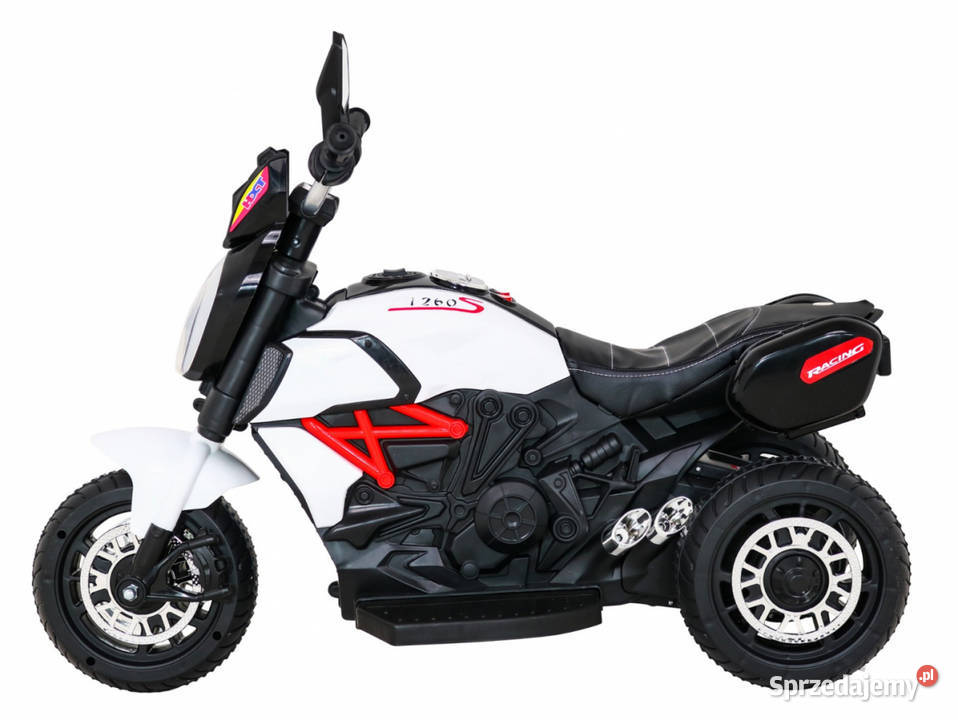Motorek Fast Tourist na akumulator dzieci Biały Pojazdy elektryczne i spalinowe Łopuszno