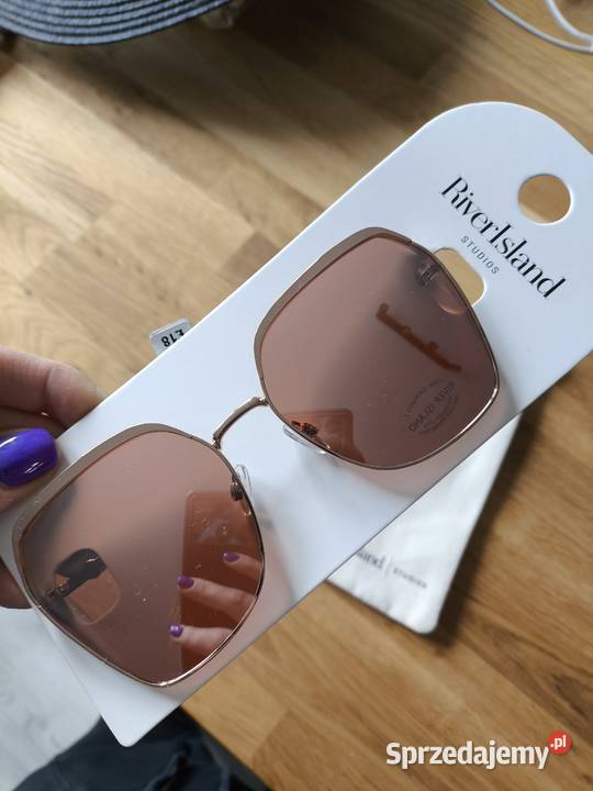 Okulary przeciwsłoneczne River Island złote Poznań sprzedam