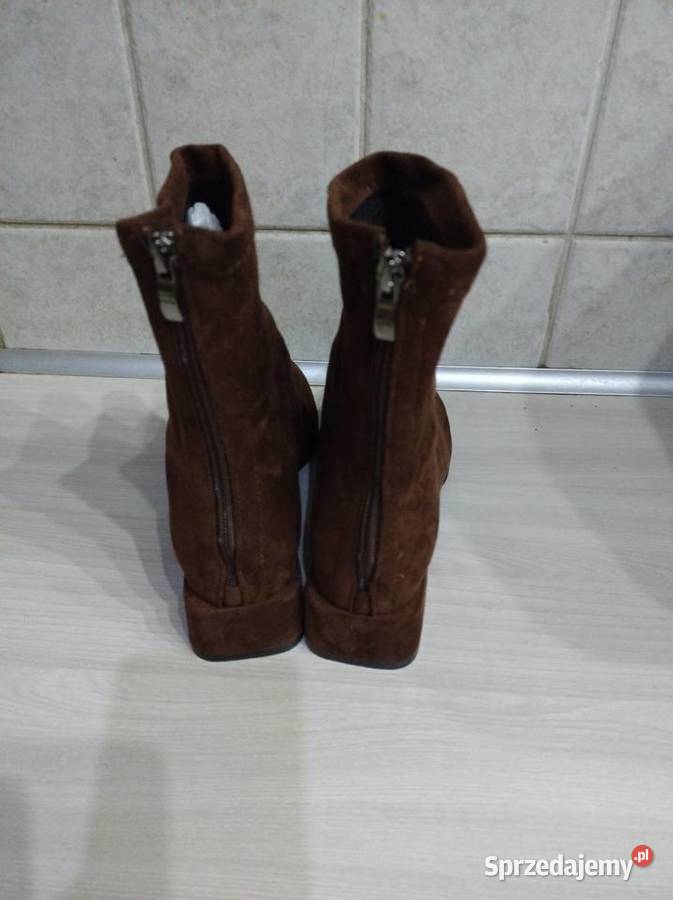 Botki w kolorze brązowym z zamszu Lublin