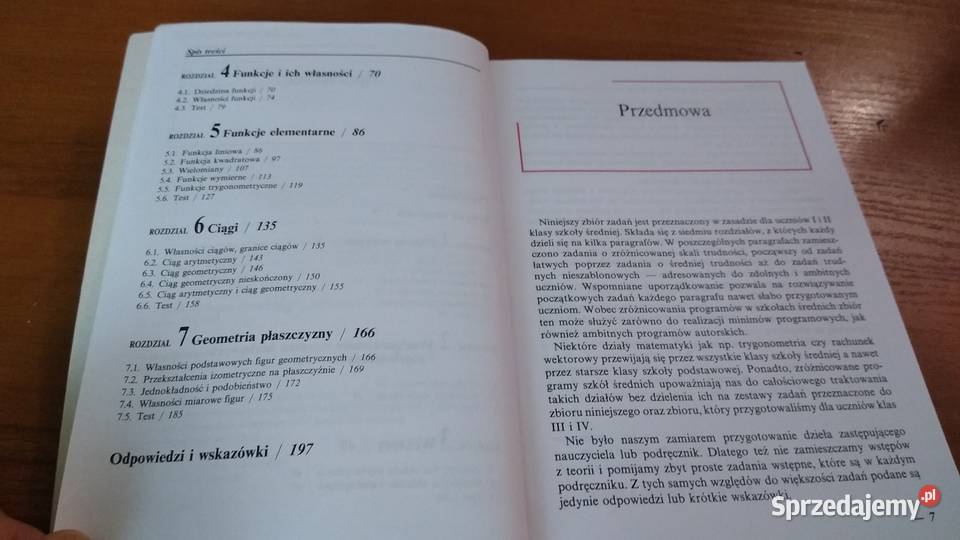 Zadania i testy z matematyki szkół średnich kl Gdańsk sprzedam