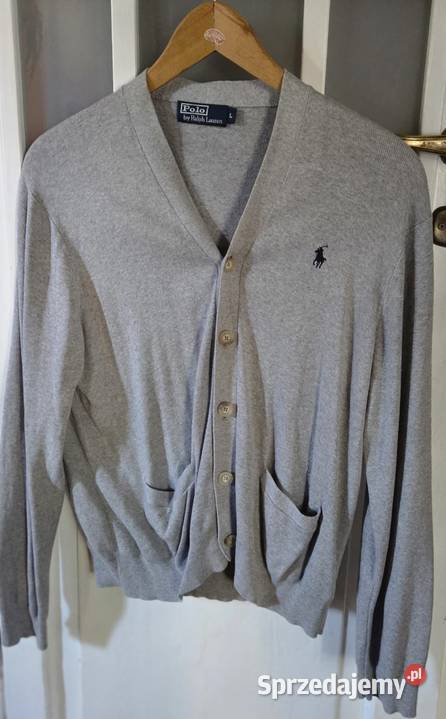 Ralph lauren L sweter szary stalowy kardigan Warszawa