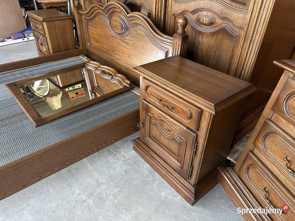 Ładna dębowa sypialnia łóżko 140 szafki komoda Sławoszewek