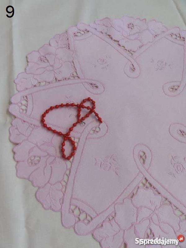 Kolorowe różowe bogato haftowane serwety wielokolorowy Lublin