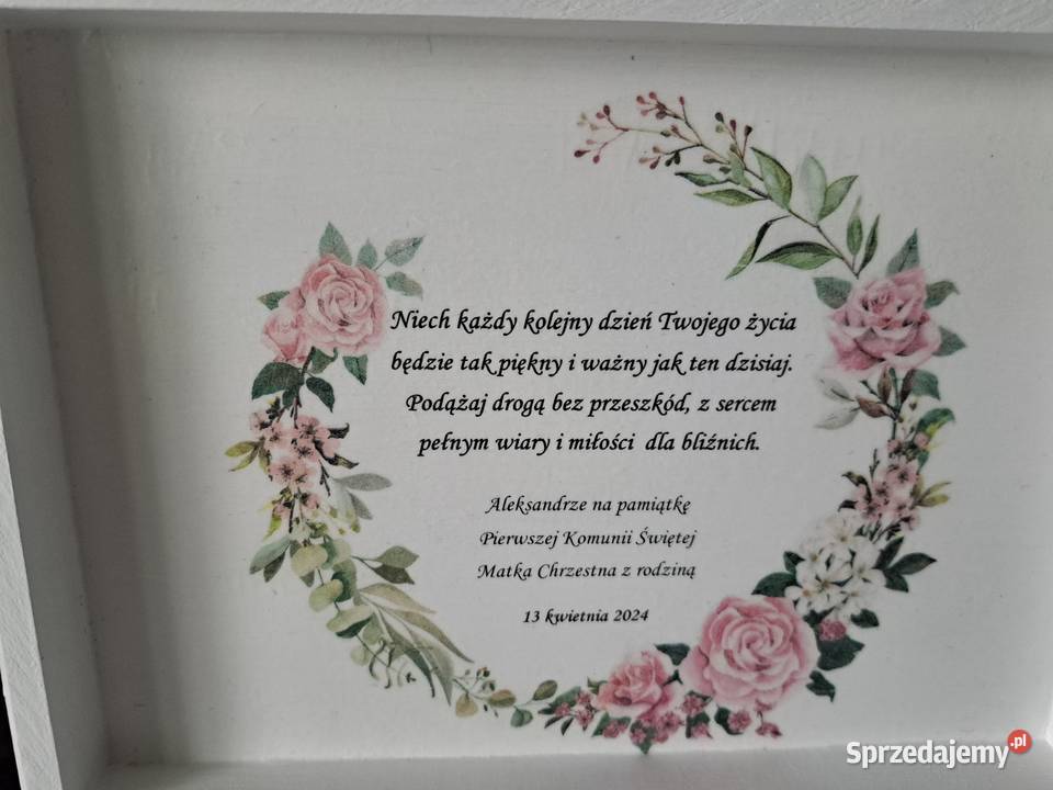 Szkatułka komunijna róże rustykalne z życzeniami sprzedam