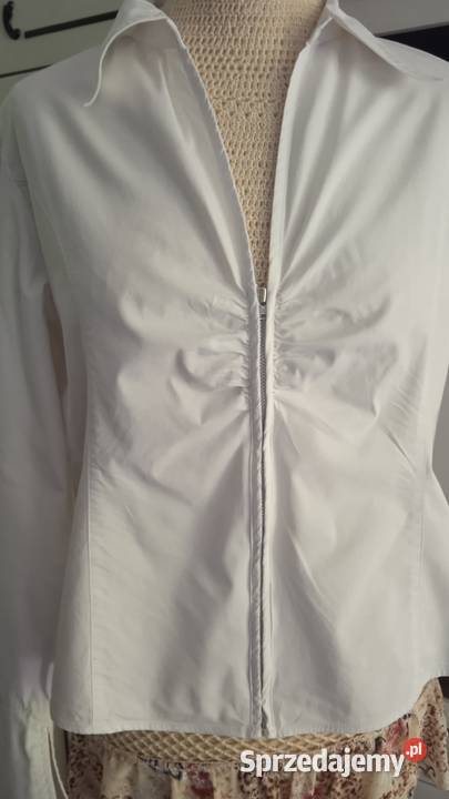 BIAŁA BAWEŁNIANA FRANCUSKA BLUZKA NA ZAMEK r 42 biały Piła
