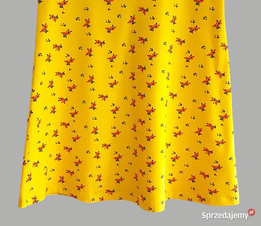 Damska sukienka bawełniana letnia żółta na Długość Midi małopolskie Chrzanów