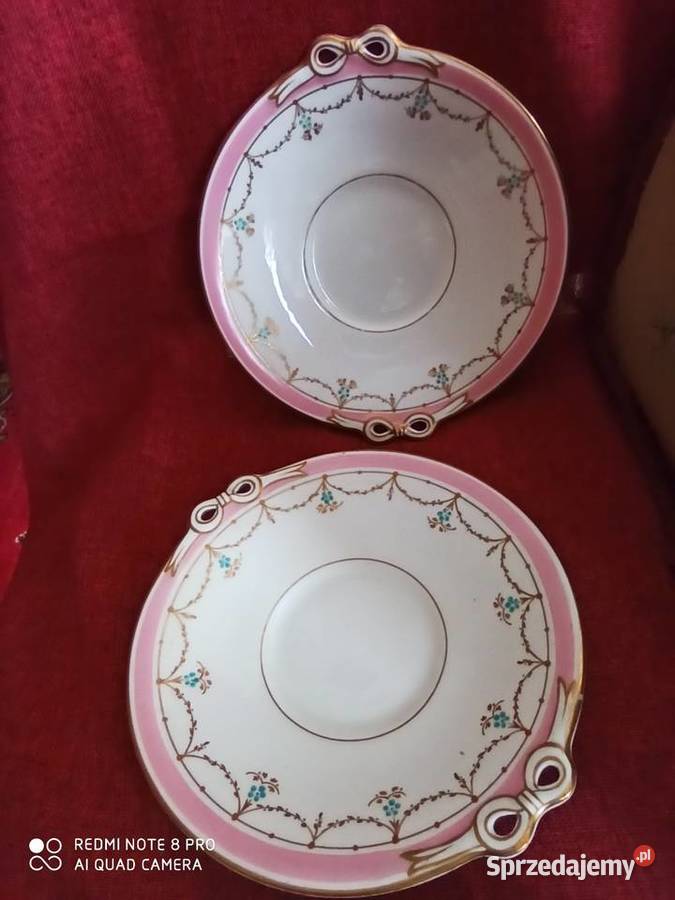 Patera ze złotymi kokardkami 3436 Różowy pasek Antyki, Sztuka, Kolekcje Gdańsk