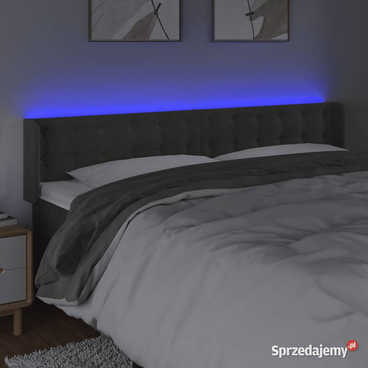 Zagłówek do łóżka z LED ciemnoszary 203x16x7888 Warszawa