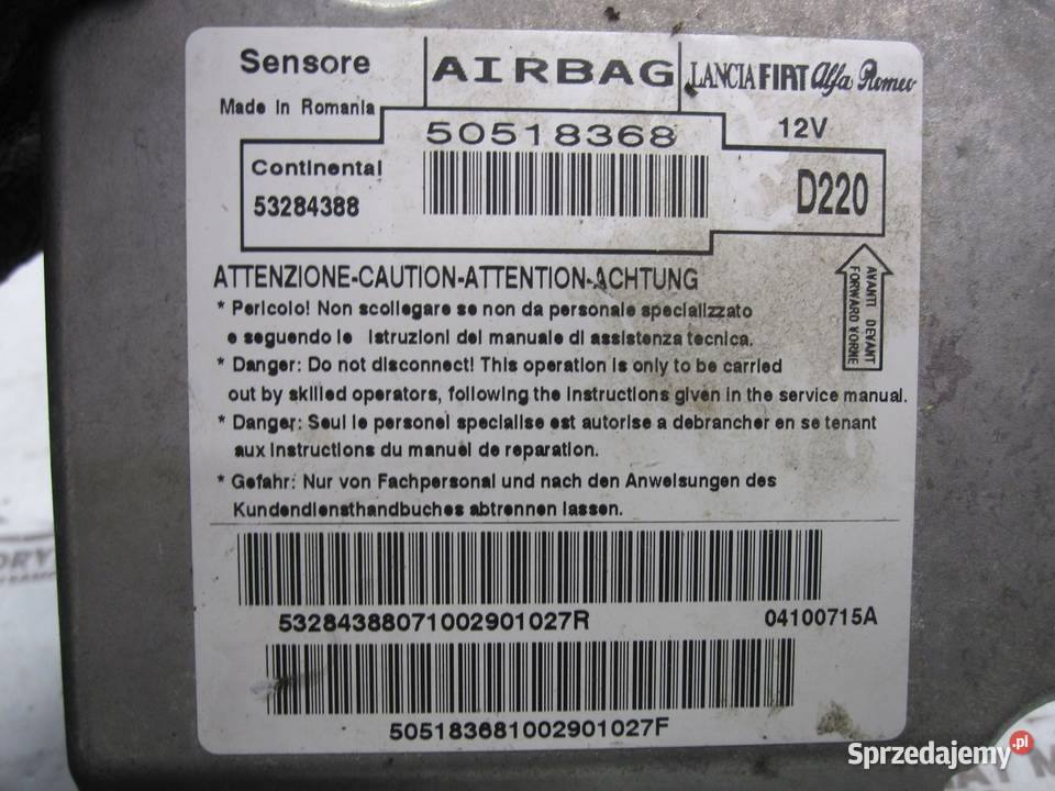 ALFA ROMEO MITO 10r moduł AIRBAG 50518368 Kielce sprzedam