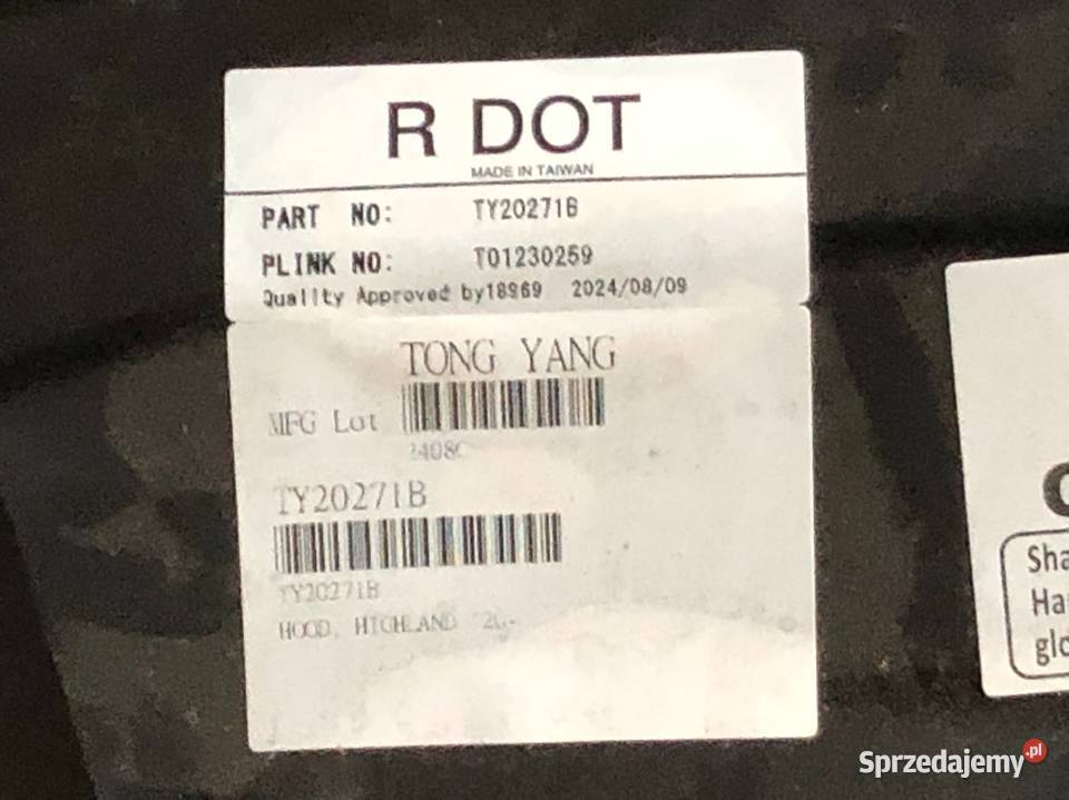 Toyota Highlander XU70 IV 112019 Maska pokrywa Skarżysko-Kamienna