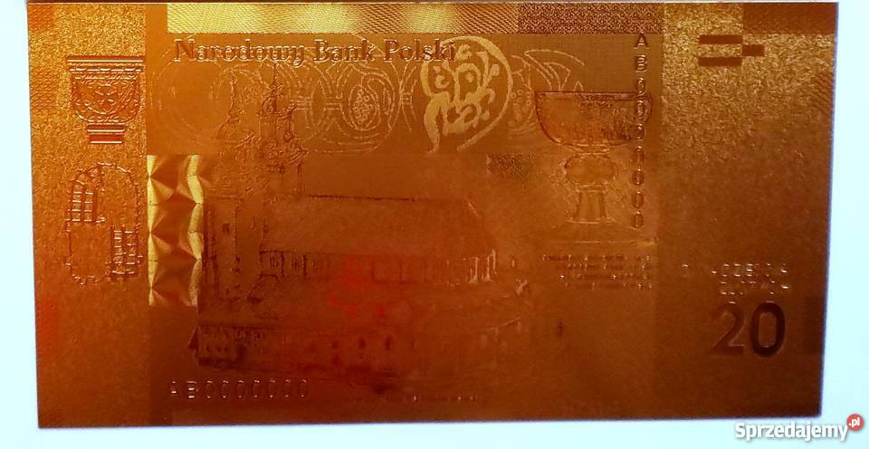 ZŁOTO Złoty Banknot 20 1050 rocznica Chrztu Sosnowiec