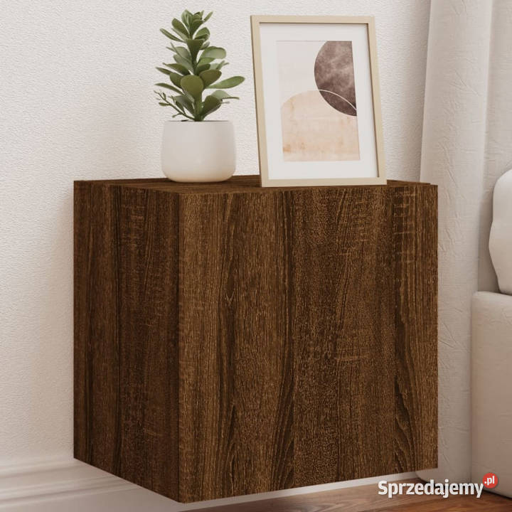Ścienne szafki TV z LED 2 brązowy dąb 405x35x40 RTV Warszawa sprzedam