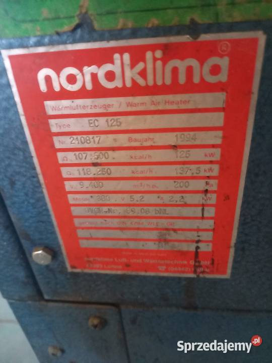 Nagrzewnica Nordklima do ogrzewania hal Chełmek