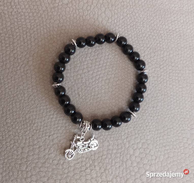 Bransoletka z koralików onyksowych z zawieszką Sosnowiec