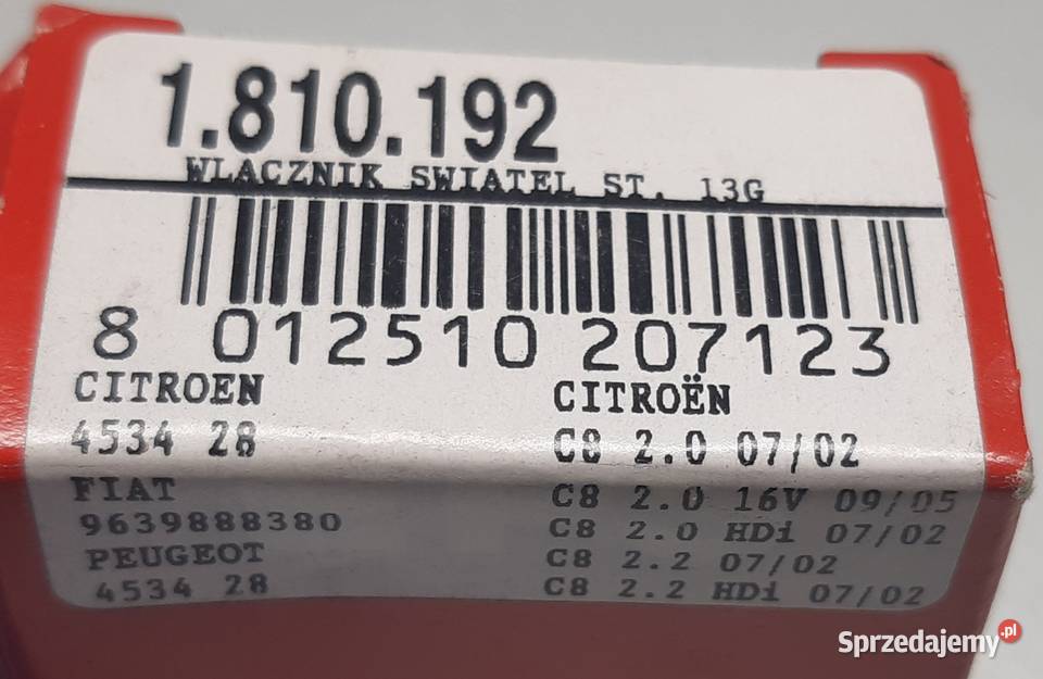 WŁĄCZNIK ŚWIATŁA STOP CITROEN FIAT RENAULT Układ elektryczny dolnośląskie Mielęcin