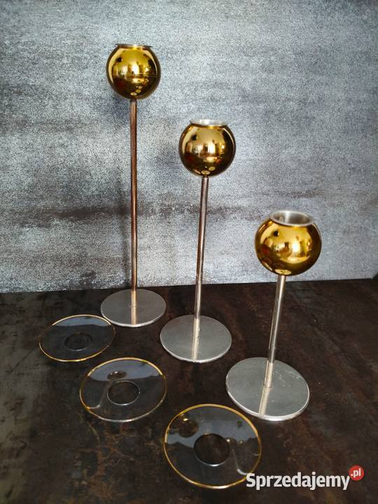 Świeczniki Niemcy lata 60 metalvintage Kalisz