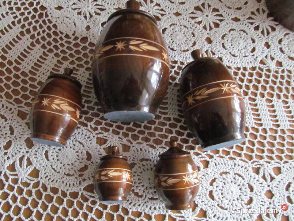Naczynia dekoracyjne drewniane zestaw 5 Lublin