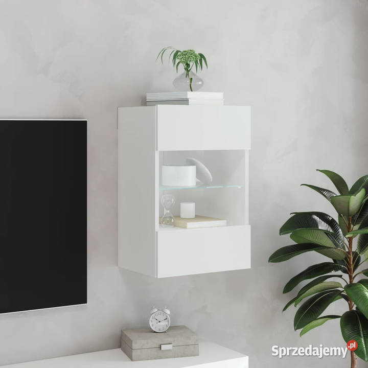 Ścienna szafka TV z LED biała 40x30x605 WM837078 Warszawa