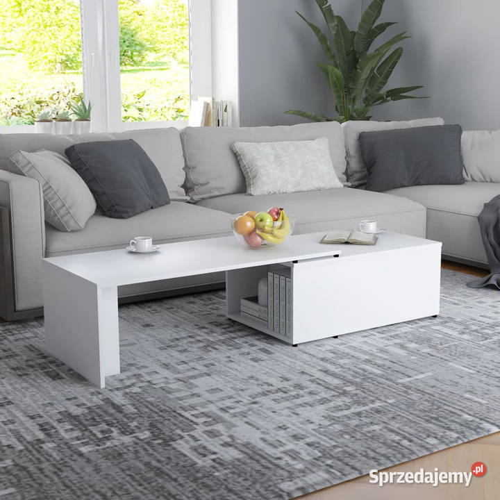 Stolik kawowy biały 150x50x35 materiał mazowieckie