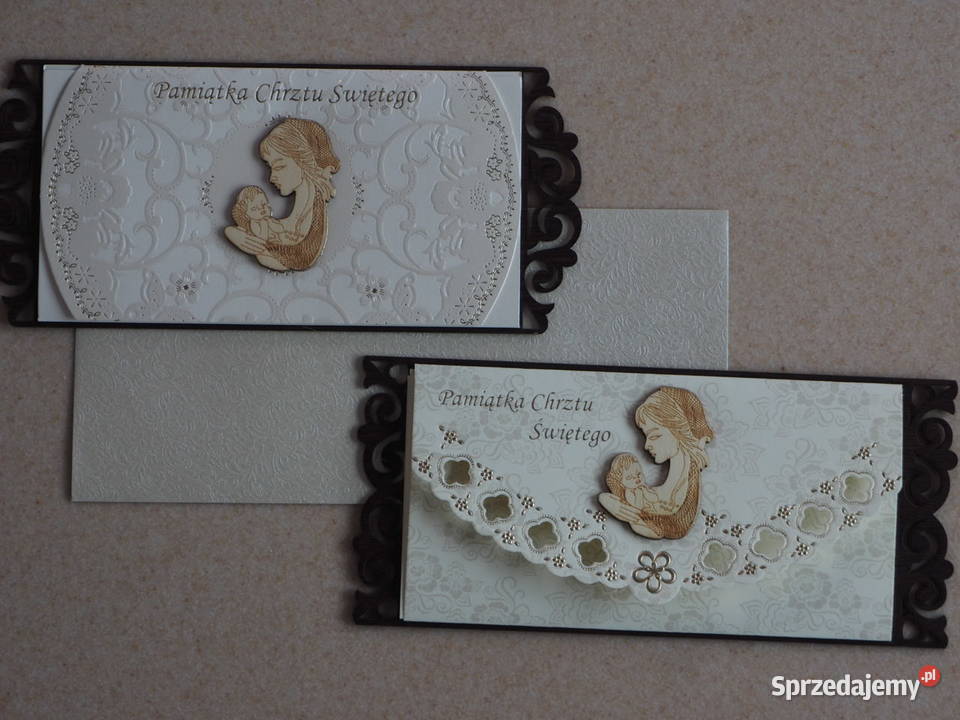 Kartka Chrzest Chrzciny Drewniane Drewno karta Warszawa