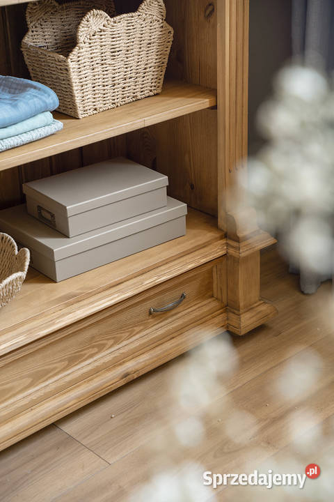 Woskowany regał ozdobny z drewna REG