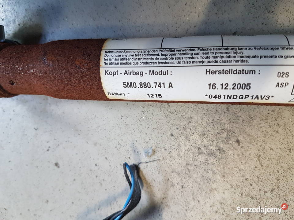 VW GOLF V PLUS KURTYNA POWIETRZNA LEWA PRAWA osobowe Części samochodowe wielkopolskie