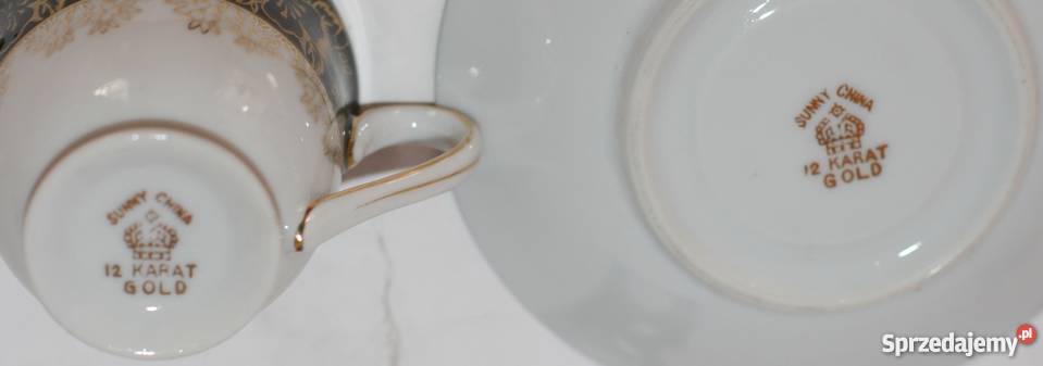 PORCELANOWY ZŁOCONY SERWIS KAWOWY