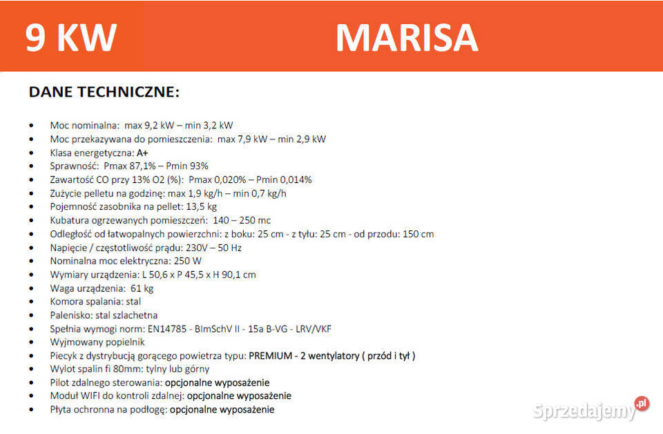 Piecyk na pellet piec Marisa z rozprowadzeniem Tarnów