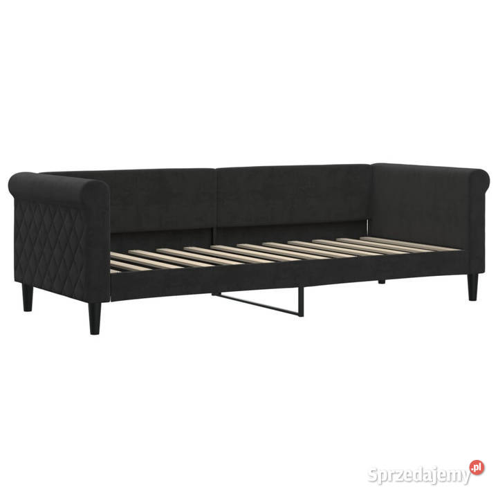 Sofa rozsuwana z szufladami czarna aksamit Warszawa
